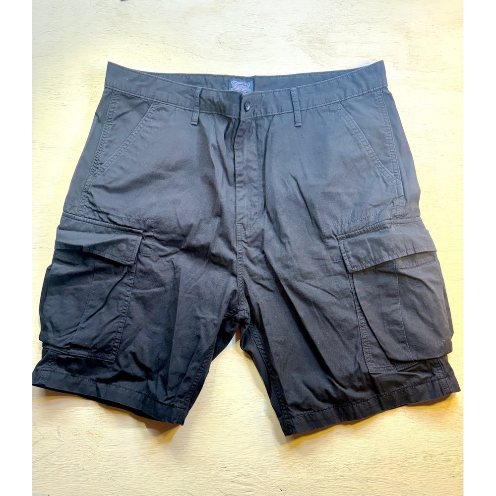 Levi Strauss Mens Black Ripstop Cargo Shorts WaterLess Cotton Multi Pocket 38W
